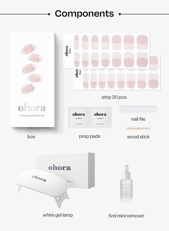 اوهورا مجموعة أوهورا لشرائط طلاء الأظافر الجل شبه المعالج (مجموعة أساسية لطلاء الأظافر الفرنسي) تتضمن مصباحًا كامل الحجم ومزيلًا صغيرًا، بجودة صالونات التجميل، تدوم طويلًا، سهلة الاستخدام والإزالة - Image 4